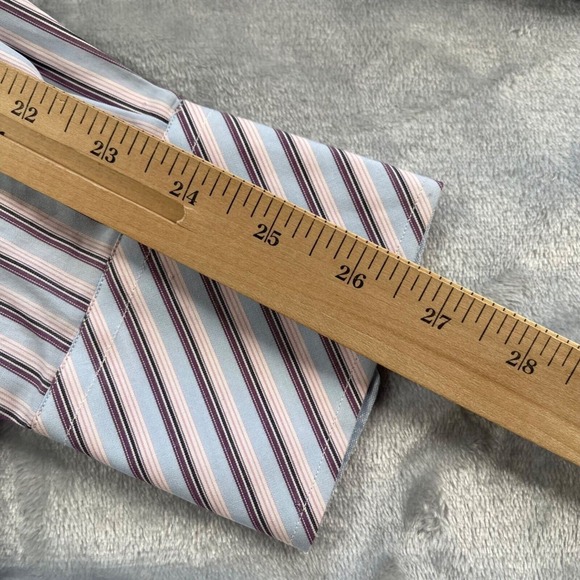Ted Baker London Dress Shirt Mens 15 1/2 34 35 Blue Pink Striped 100% Cotton - Picture 16 of 16